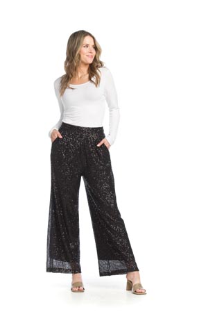 PP-15803 - Sequin Wide Leg Pants with Side Zip - Colors: As Shown - Available Sizes:XS-XXL - Catalog Page:59 